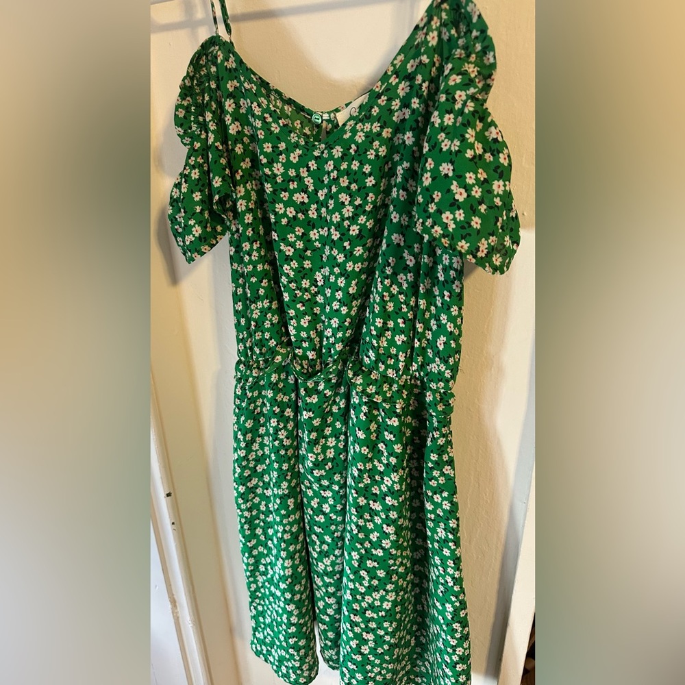 Green Floral Off The Shoulder Dress